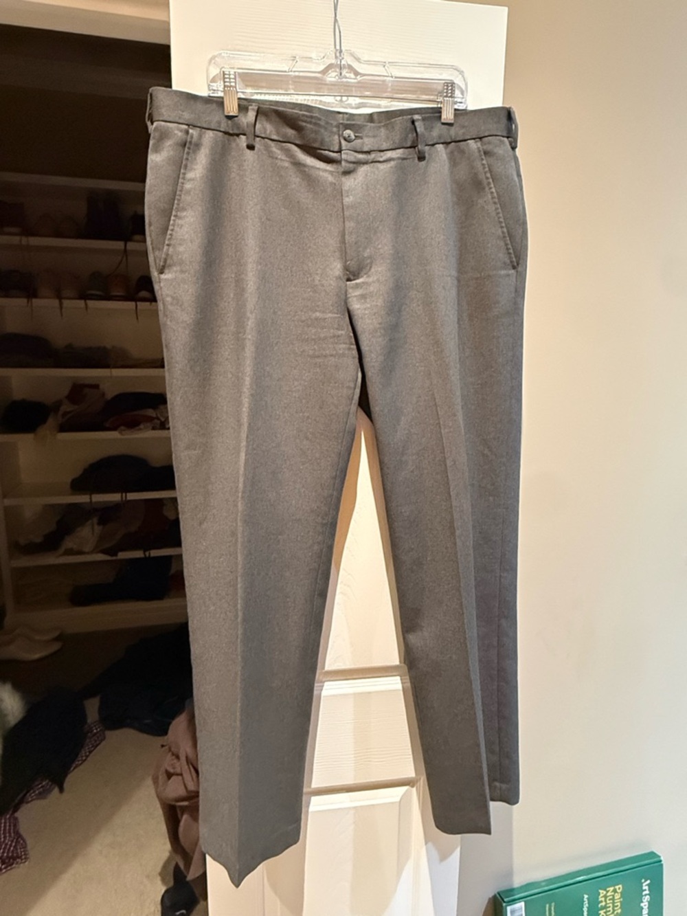 Van Heusen Men's Gray Dress Pants - Flat Front